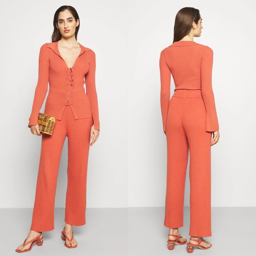 Cult Gaia Jada Ribbed Knit Pant in Jasper